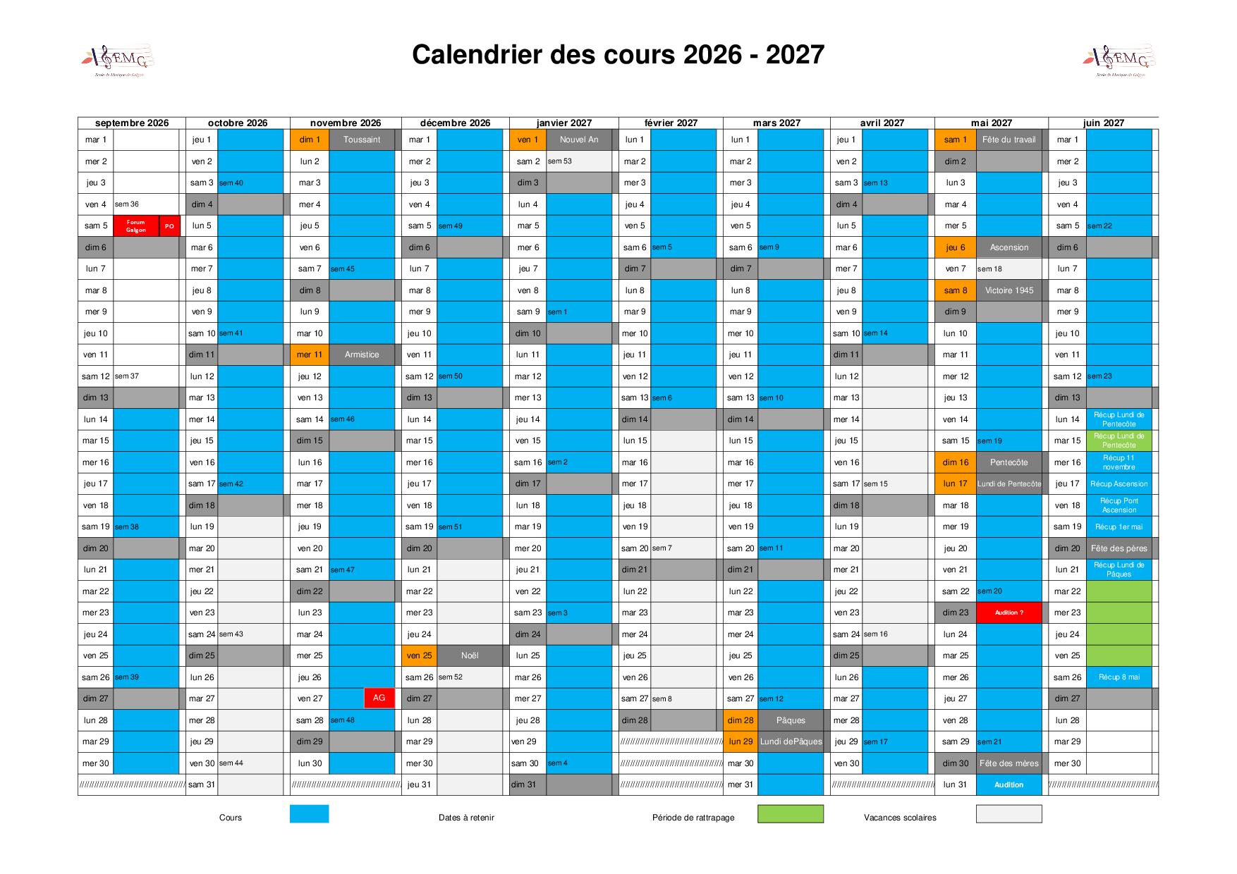 Calendrier 2020 2021 2 moyen